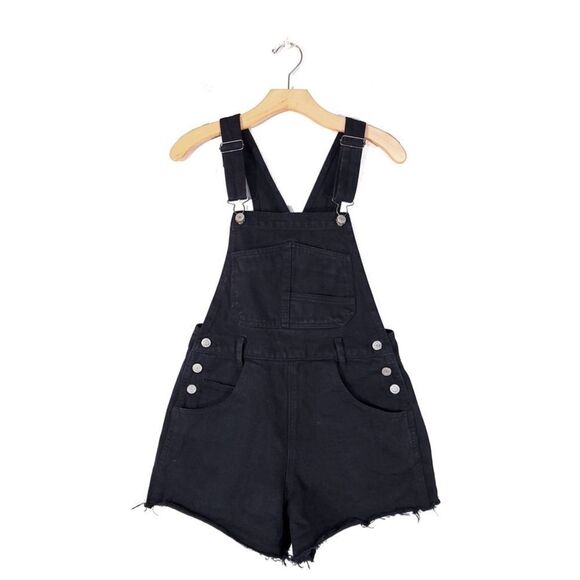 Brandy Melville Pants - BRANDY MELVILLE Hayley Overall Shorts Workwear Jumpsuit 90s Black Denim Small